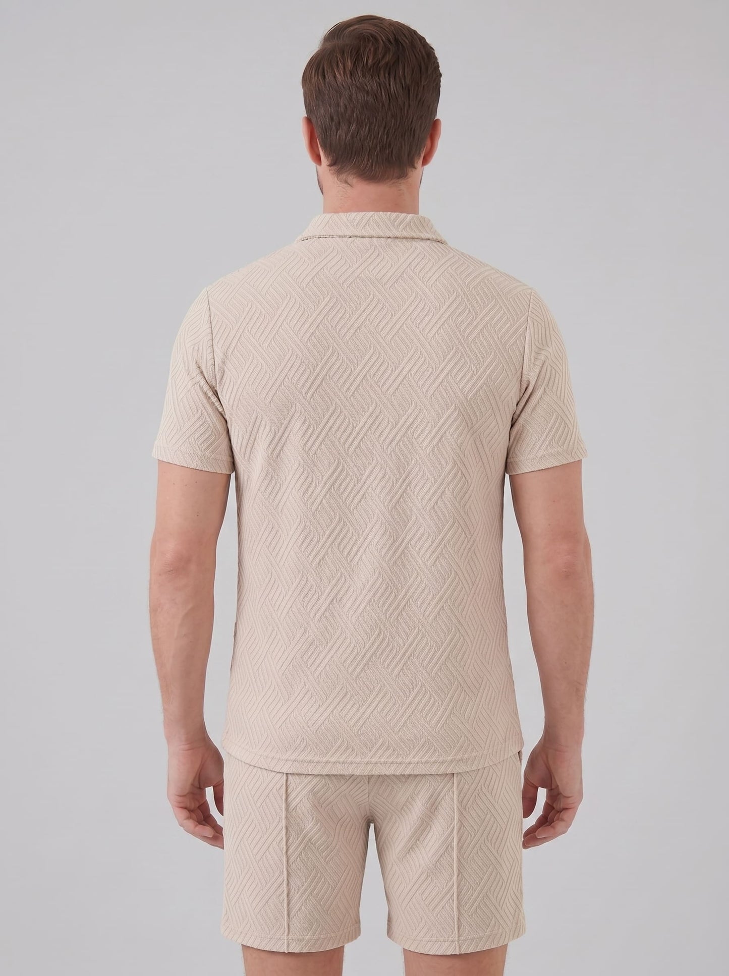 Camden Textured Zip Polo and Shorts Set_14
