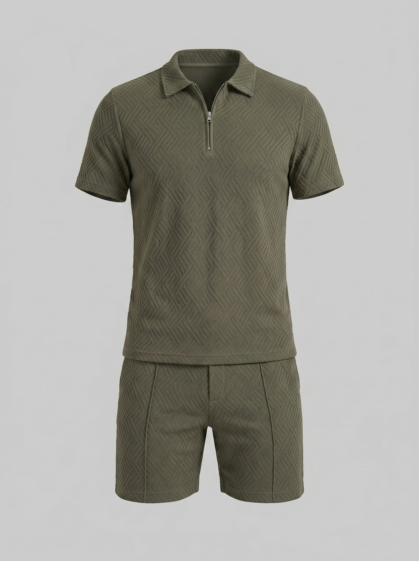 Camden Textured Zip Polo and Shorts Set_16