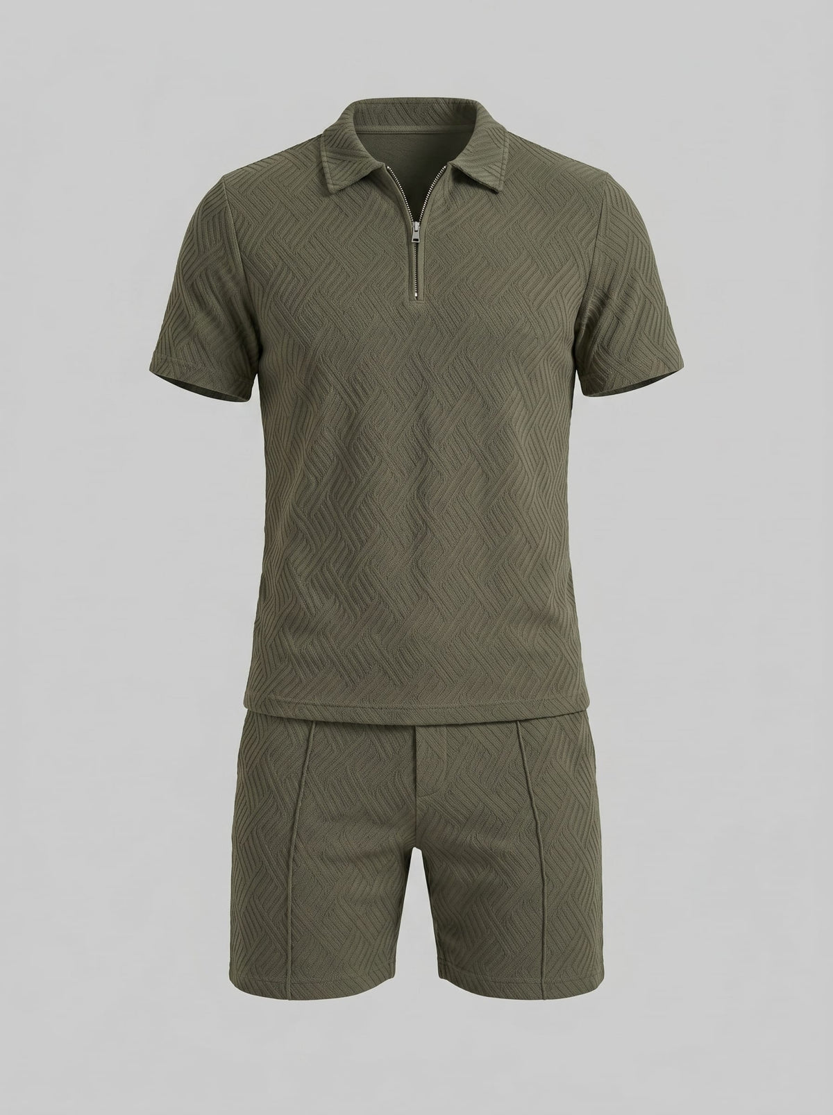 Camden Textured Zip Polo and Shorts Set