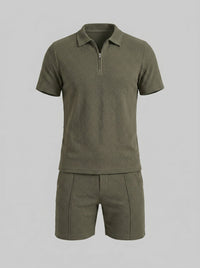 Camden Textured Zip Polo and Shorts Set