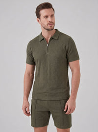 Camden Textured Zip Polo and Shorts Set