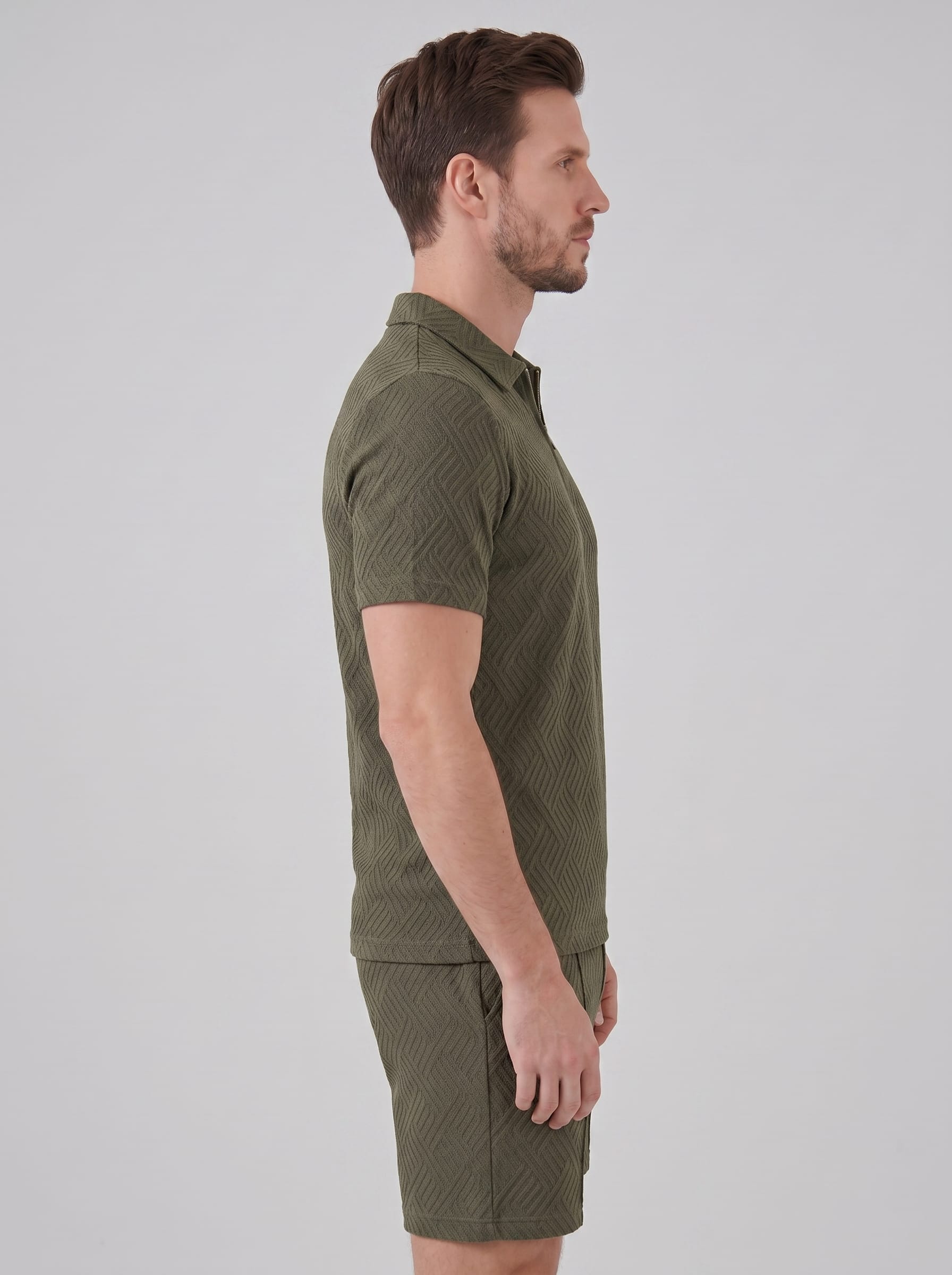 Camden Textured Zip Polo and Shorts Set
