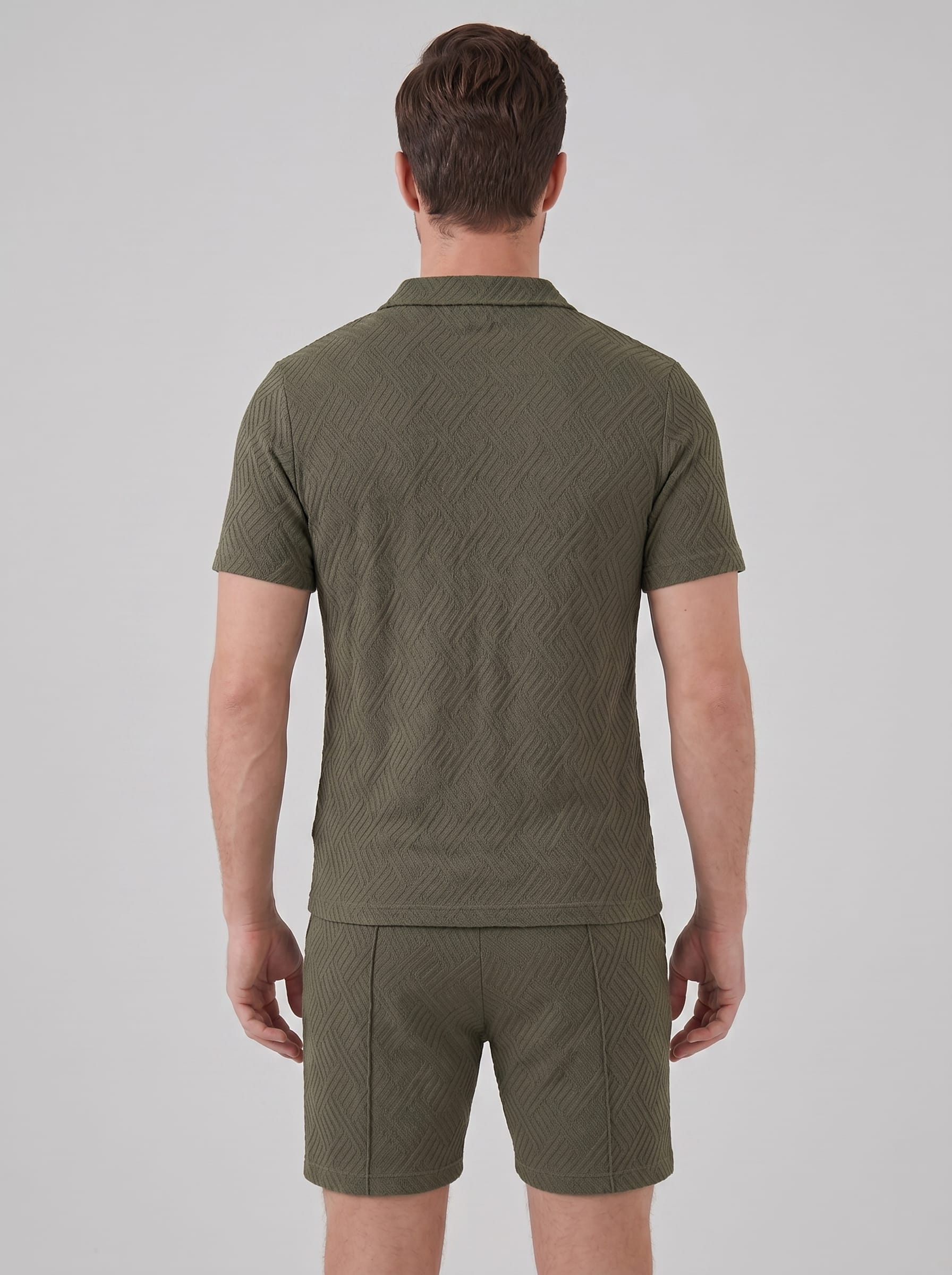 Camden Textured Zip Polo and Shorts Set