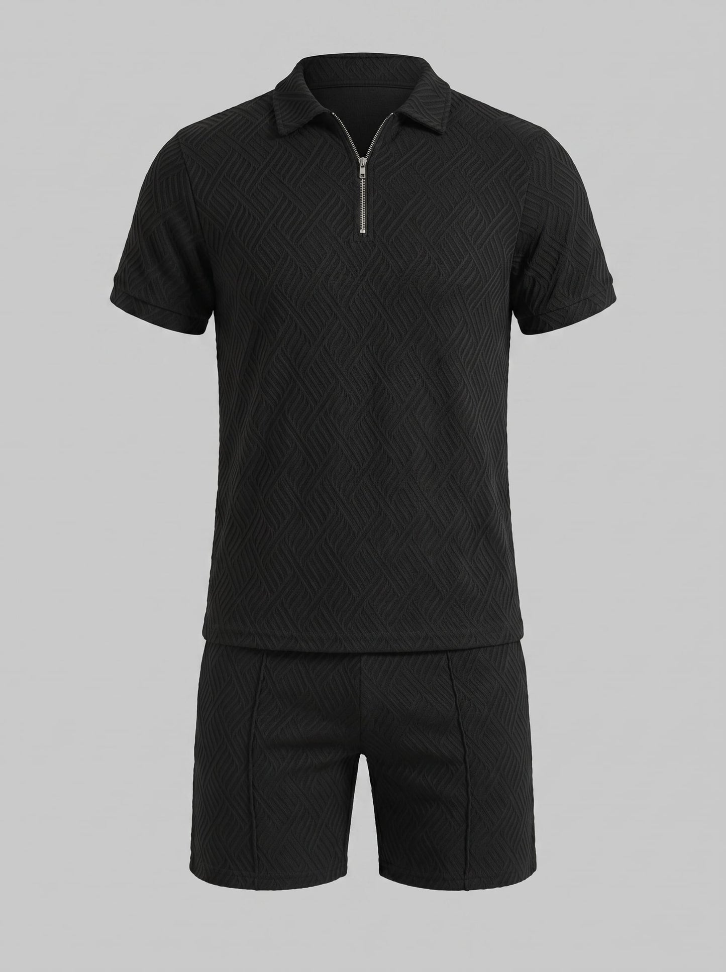 Camden Textured Zip Polo and Shorts Set_2
