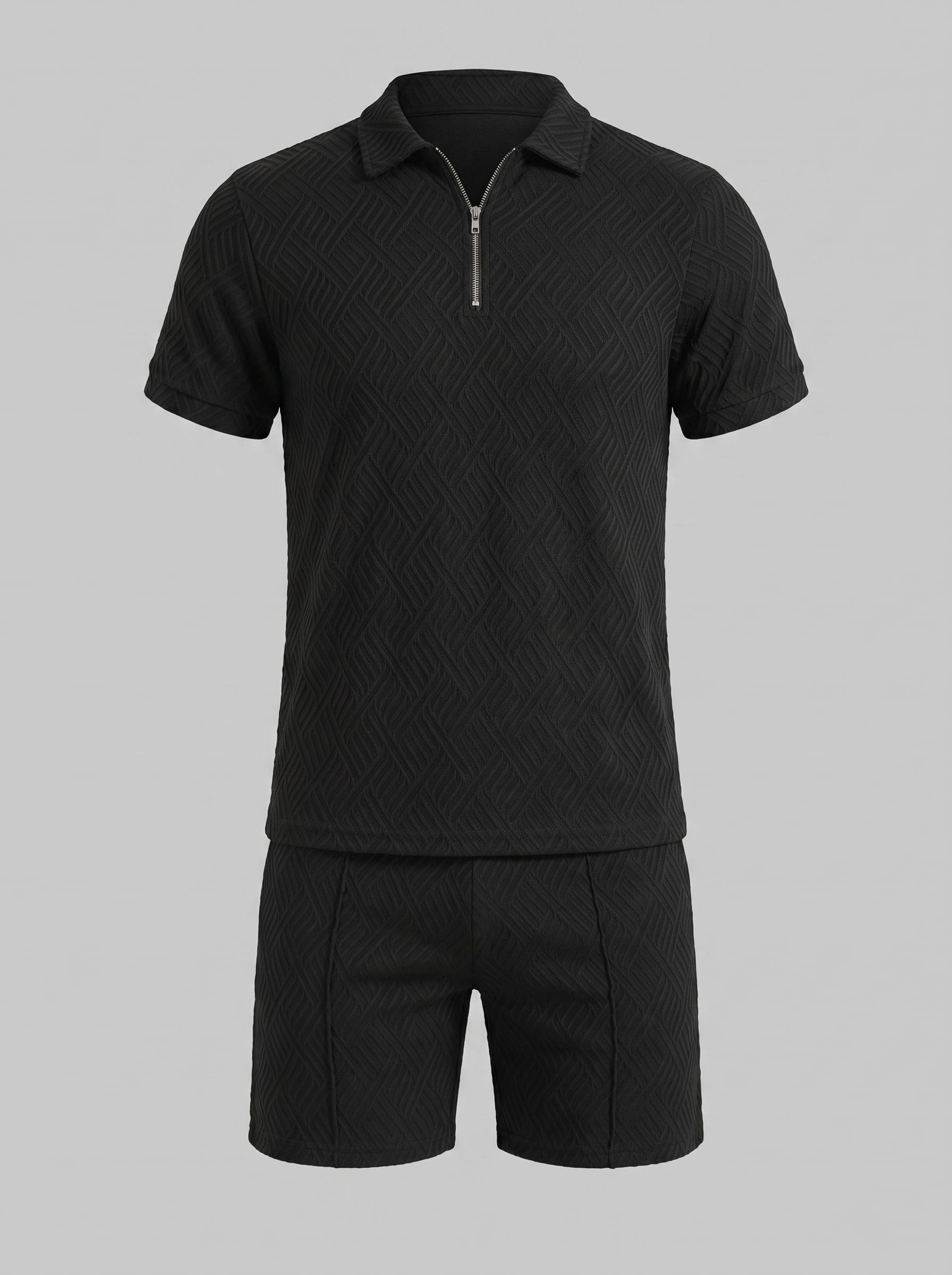 Camden Textured Zip Polo and Shorts Set