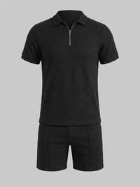 Camden Textured Zip Polo and Shorts Set