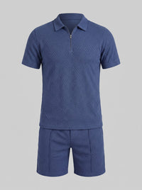 Camden Textured Zip Polo and Shorts Set