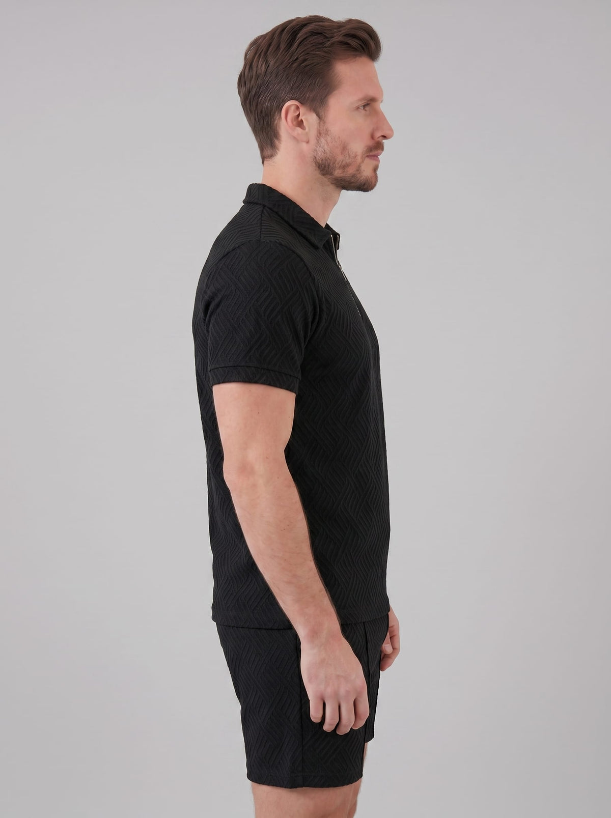 Camden Textured Zip Polo and Shorts Set
