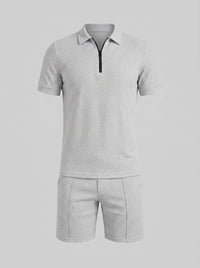 Camden Textured Zip Polo and Shorts Set