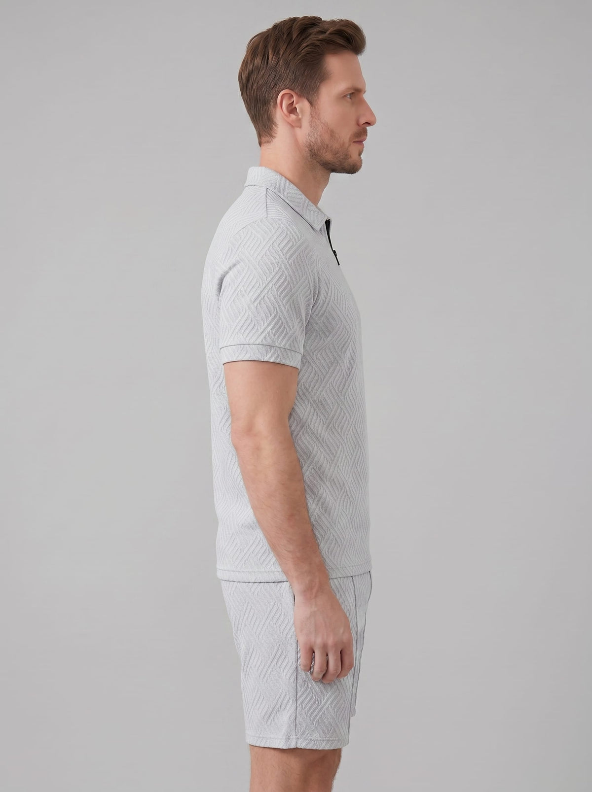 Camden Textured Zip Polo and Shorts Set
