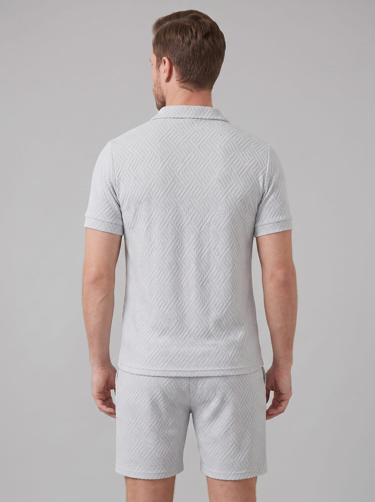 Camden Textured Zip Polo and Shorts Set_9