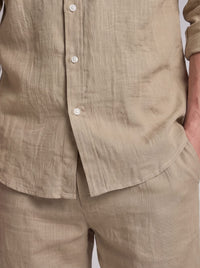 Canyon Linen Band Collar Shirt and Shorts Set