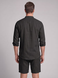 Canyon Linen Band Collar Shirt and Shorts Set