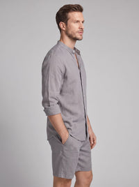Canyon Linen Band Collar Shirt and Shorts Set