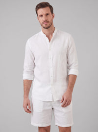 Canyon Linen Band Collar Shirt and Shorts Set