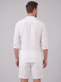 Canyon Linen Band Collar Shirt and Shorts Set
