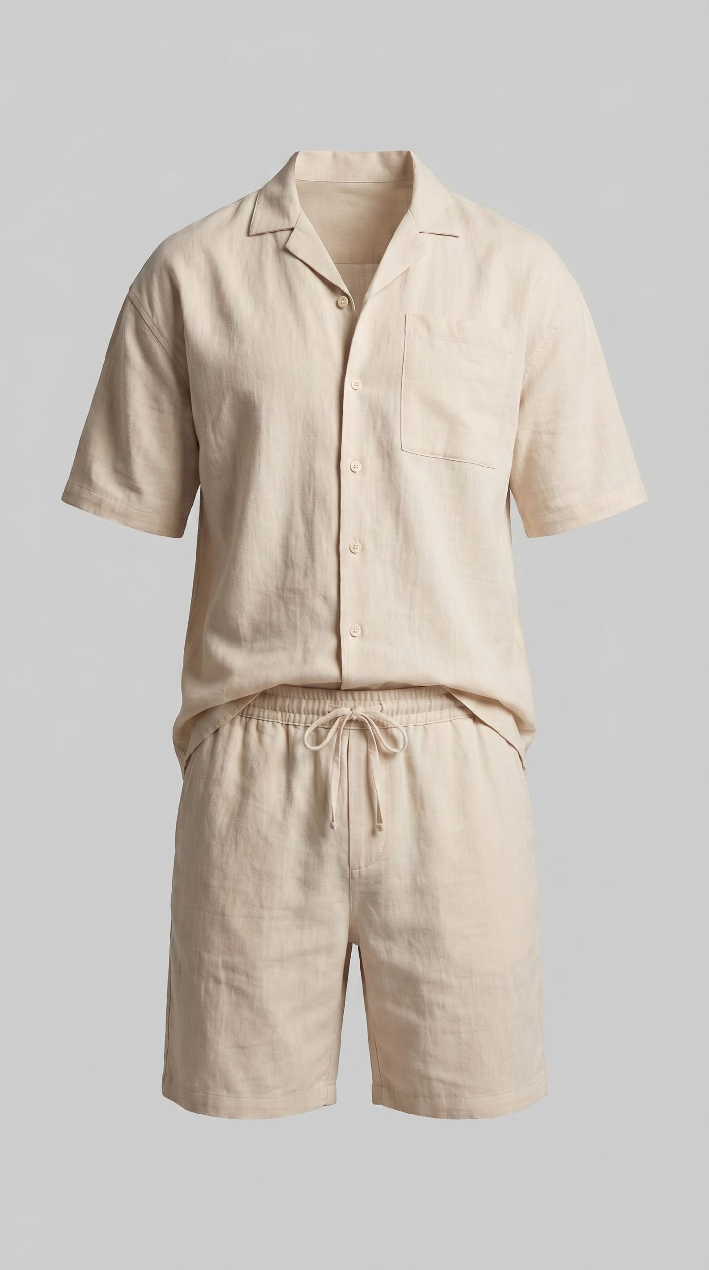 Carson Linen Blend Camp Collar Shirt and Shorts Set_10