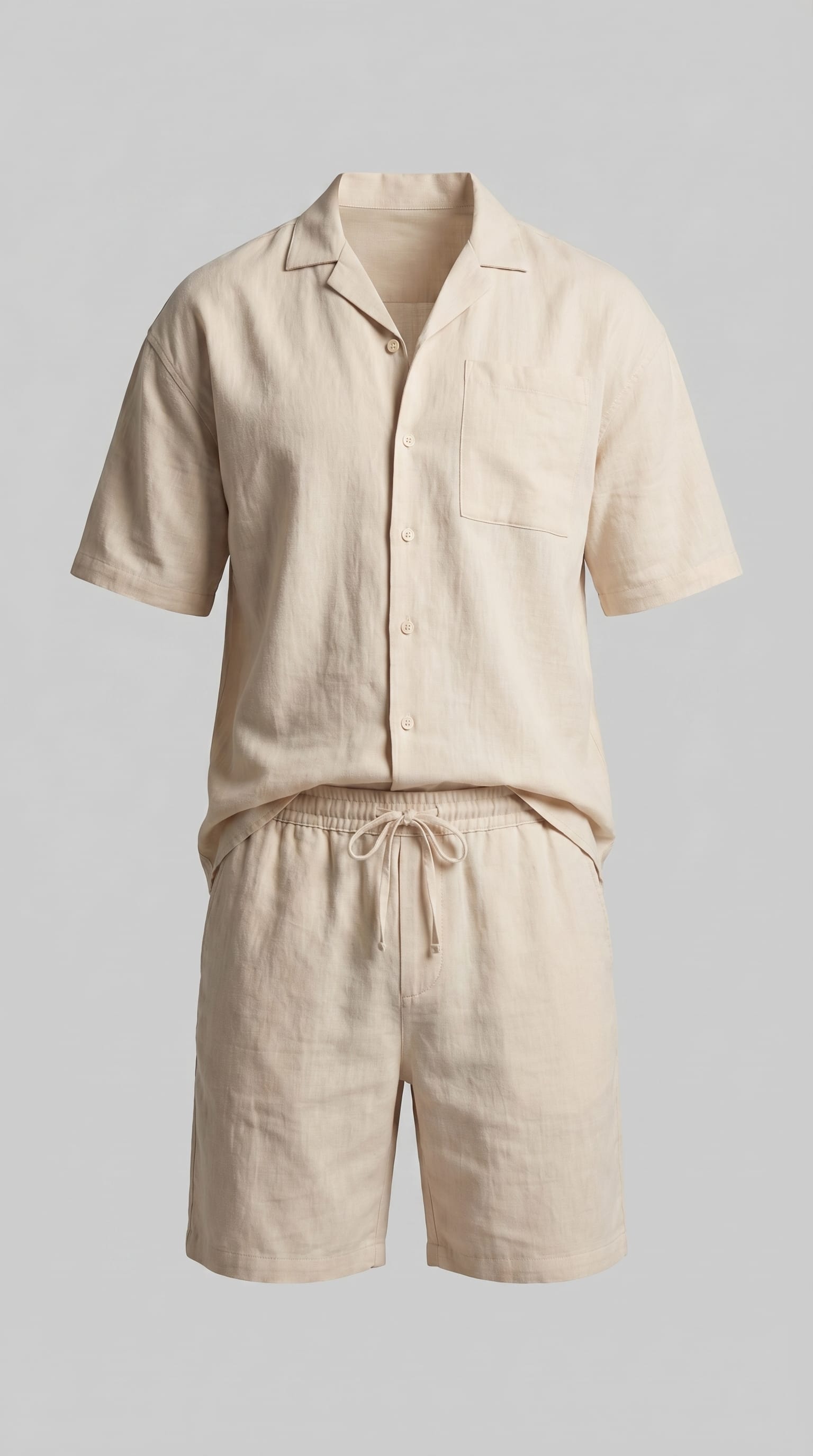 Carson Linen Blend Camp Collar Shirt and Shorts Set