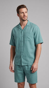 Carson Linen Blend Camp Collar Shirt and Shorts Set