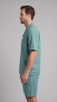 Carson Linen Blend Camp Collar Shirt and Shorts Set