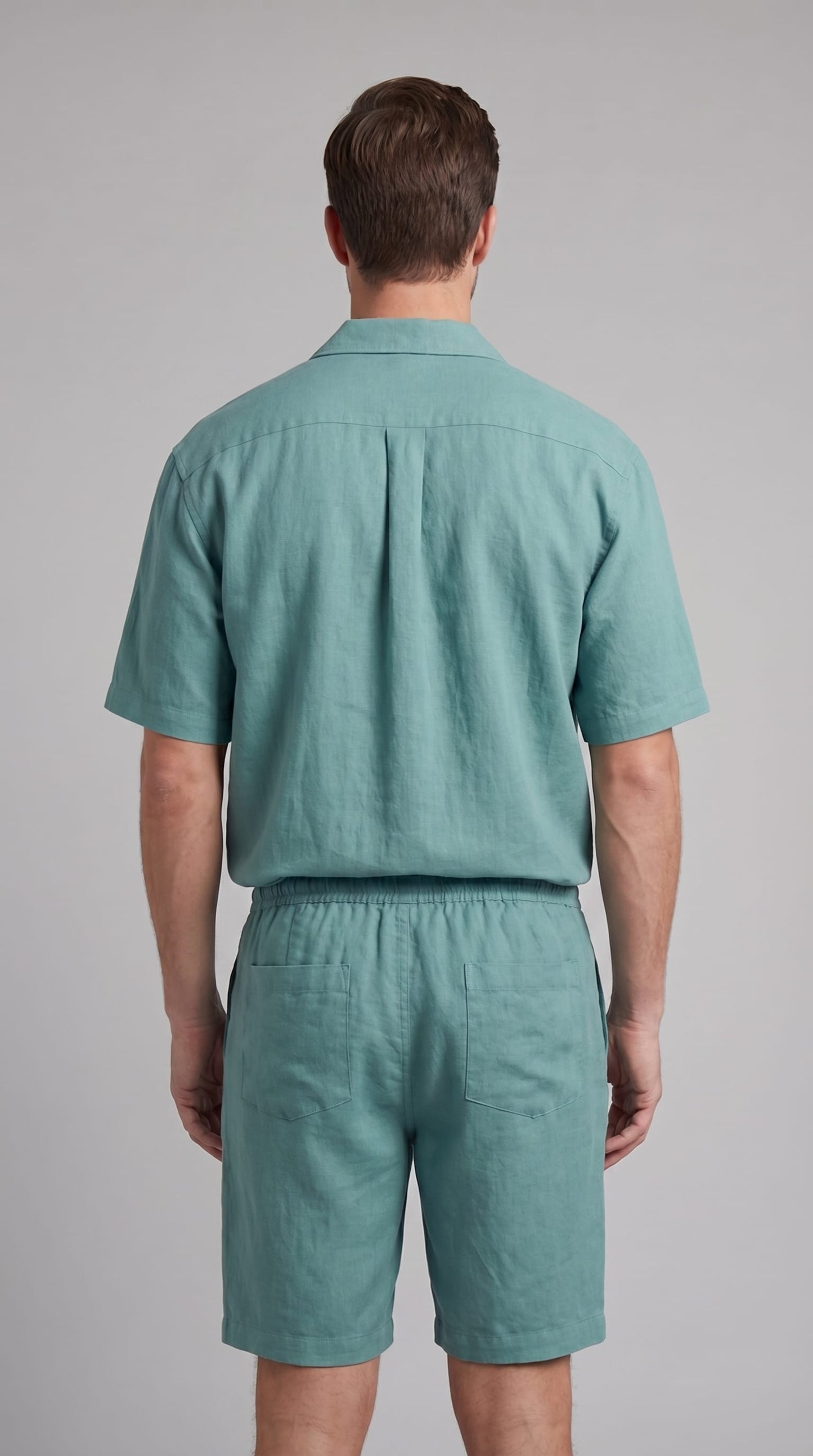 Carson Linen Blend Camp Collar Shirt and Shorts Set_13