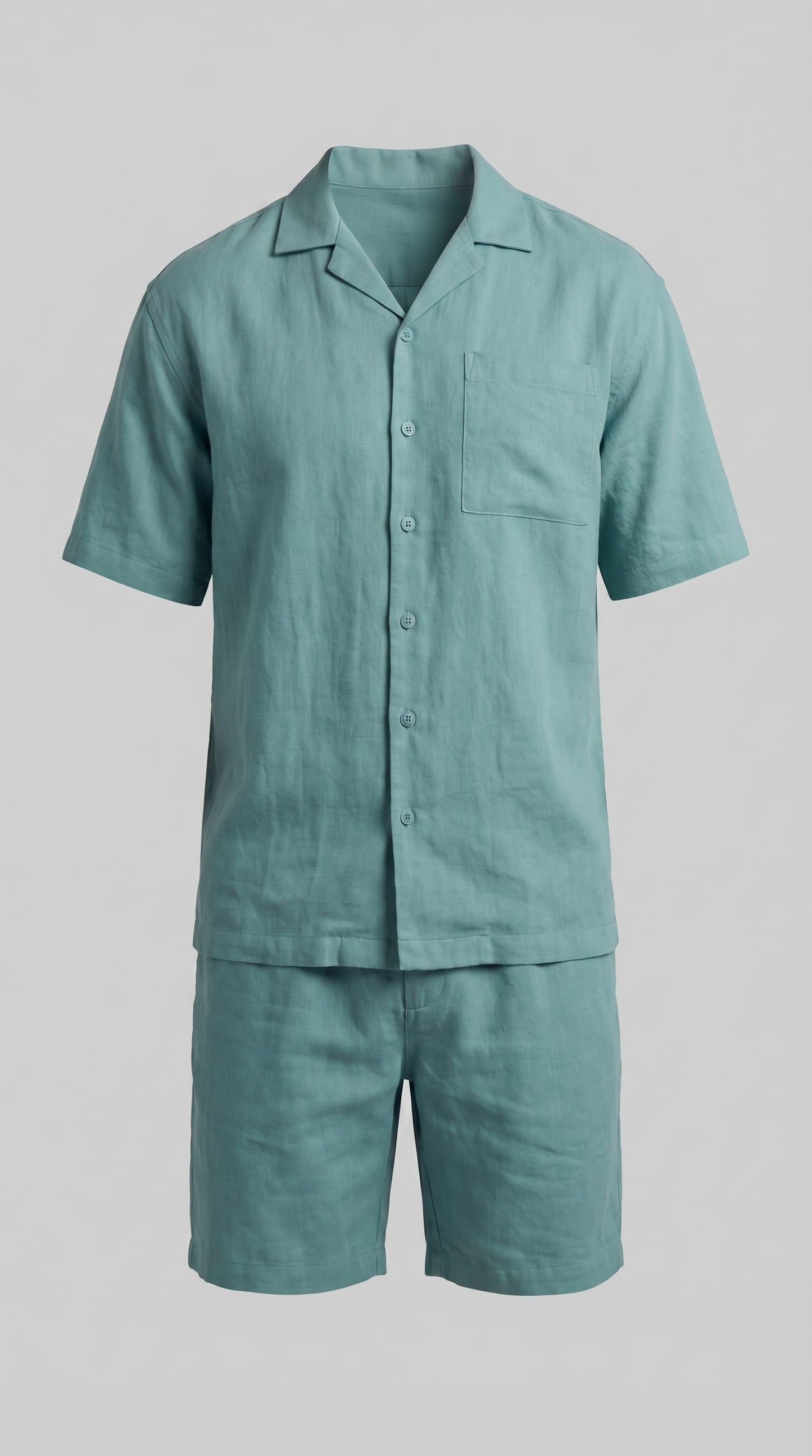 Carson Linen Blend Camp Collar Shirt and Shorts Set_15