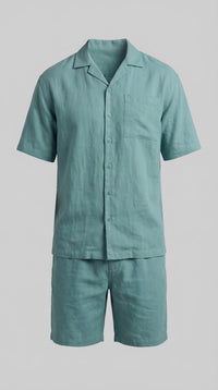 Carson Linen Blend Camp Collar Shirt and Shorts Set
