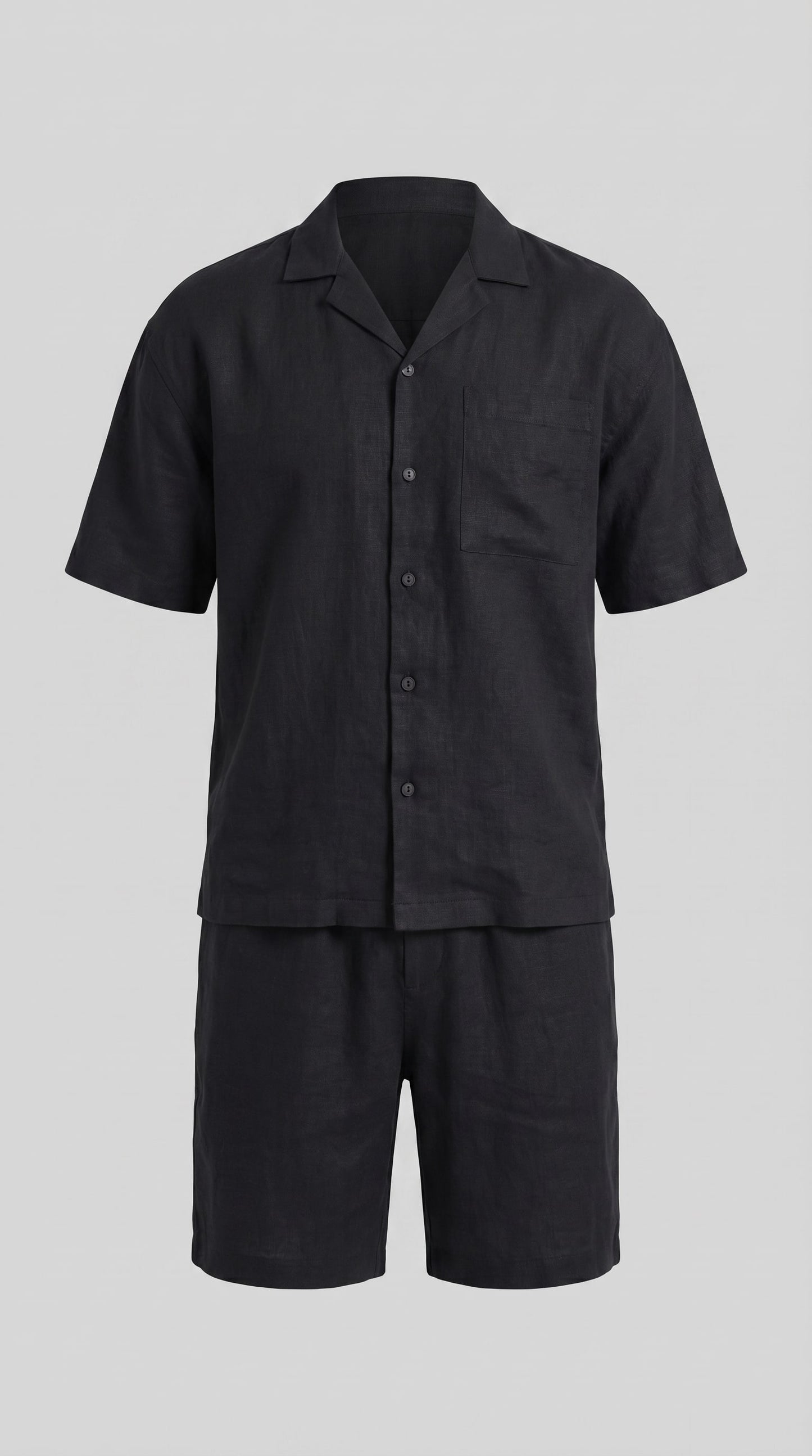 Carson Linen Blend Camp Collar Shirt and Shorts Set_5