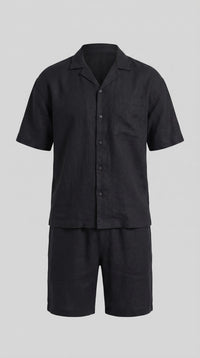 Carson Linen Blend Camp Collar Shirt and Shorts Set
