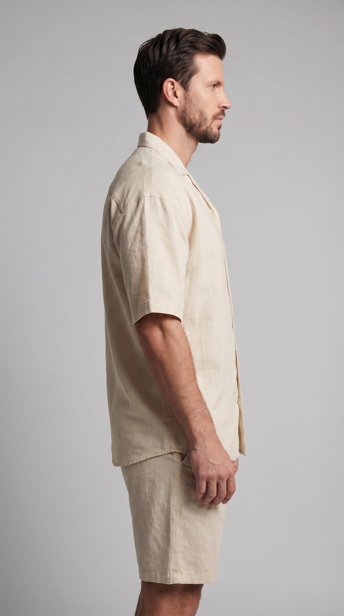 Carson Linen Blend Camp Collar Shirt and Shorts Set_7