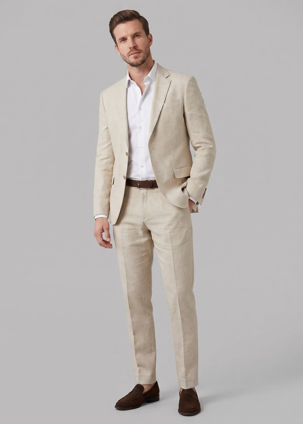 Case Linen Blend Wedding Suit_4