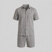 Clayton Linen Camp Collar Shirt and Shorts Set