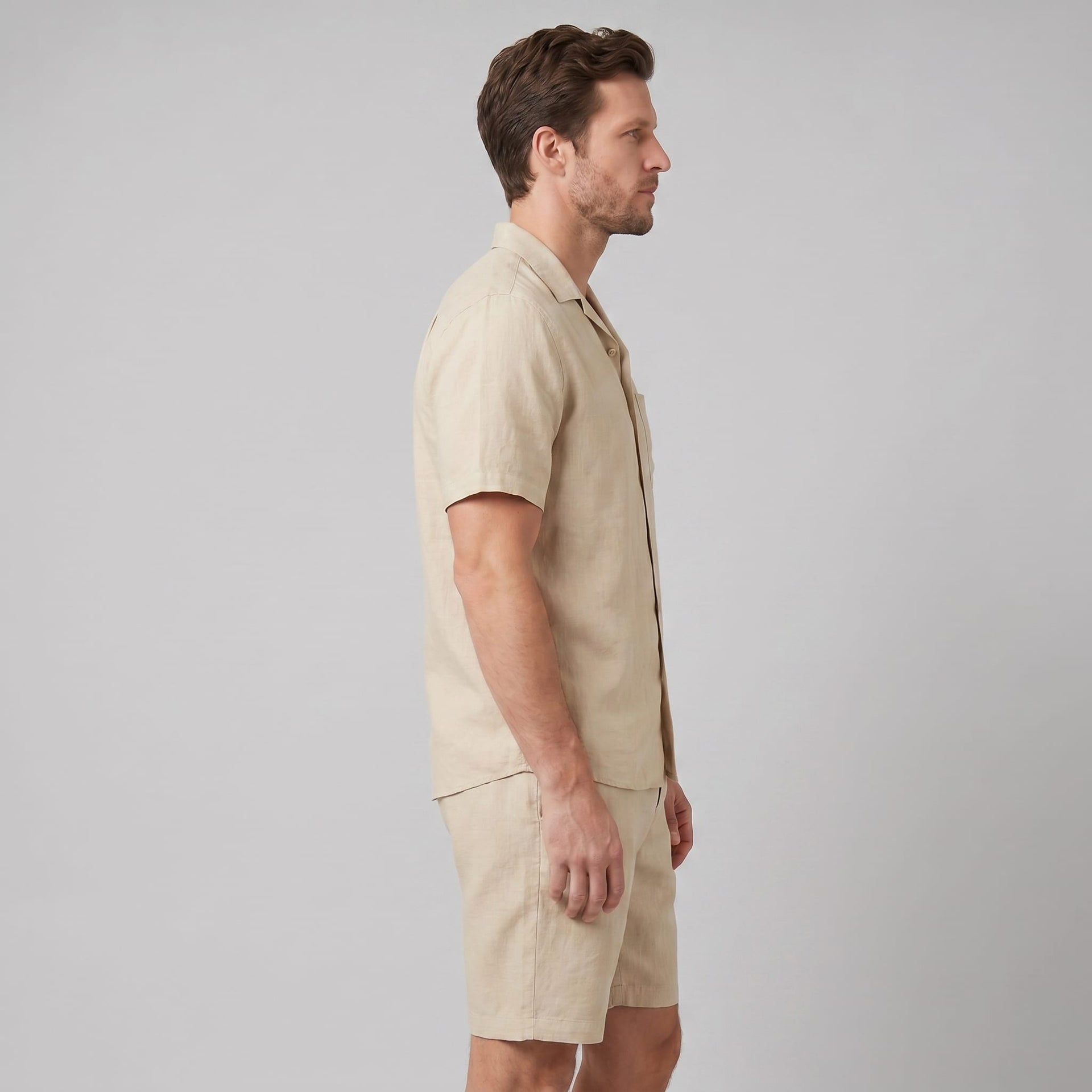 Clayton Linen Camp Collar Shirt and Shorts Set
