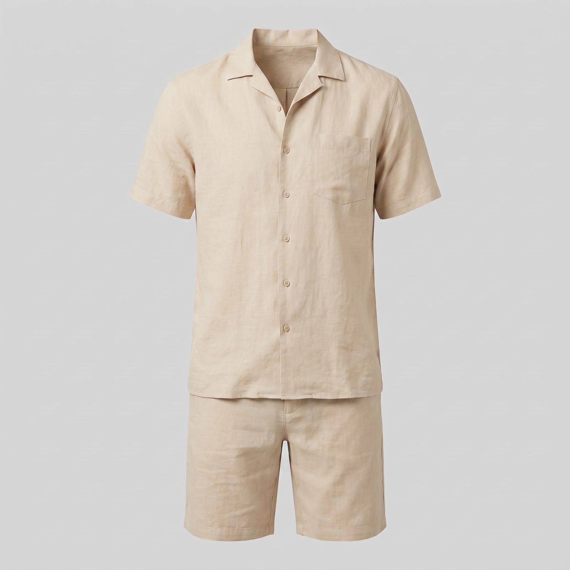 Clayton Linen Camp Collar Shirt and Shorts Set