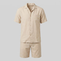 Clayton Linen Camp Collar Shirt and Shorts Set