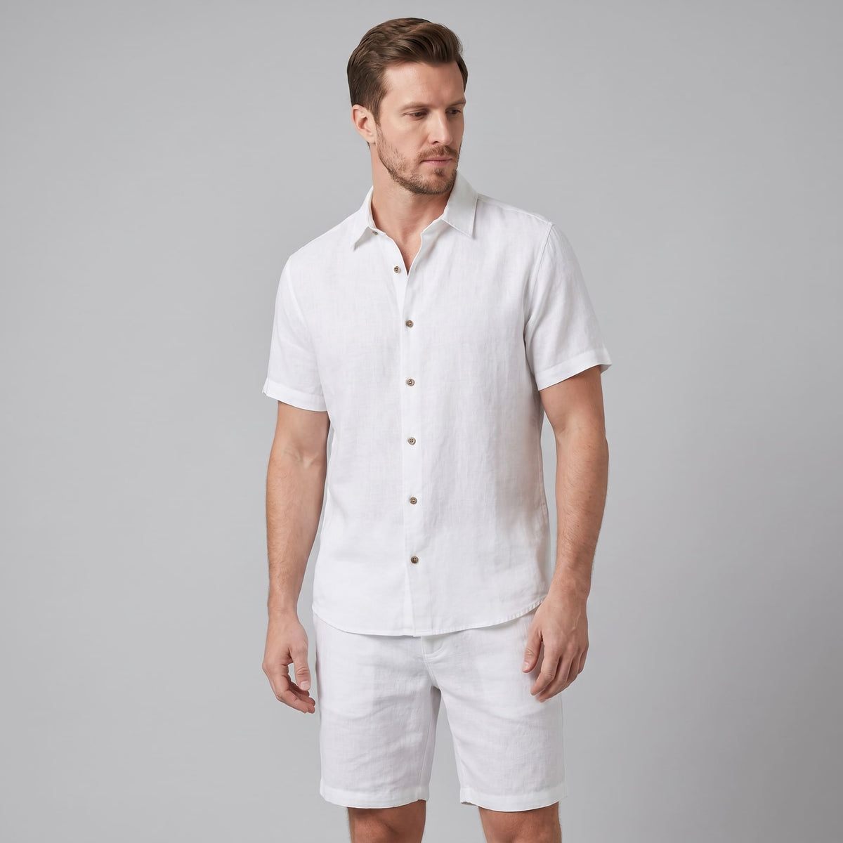 Clayton Linen Camp Collar Shirt and Shorts Set_16