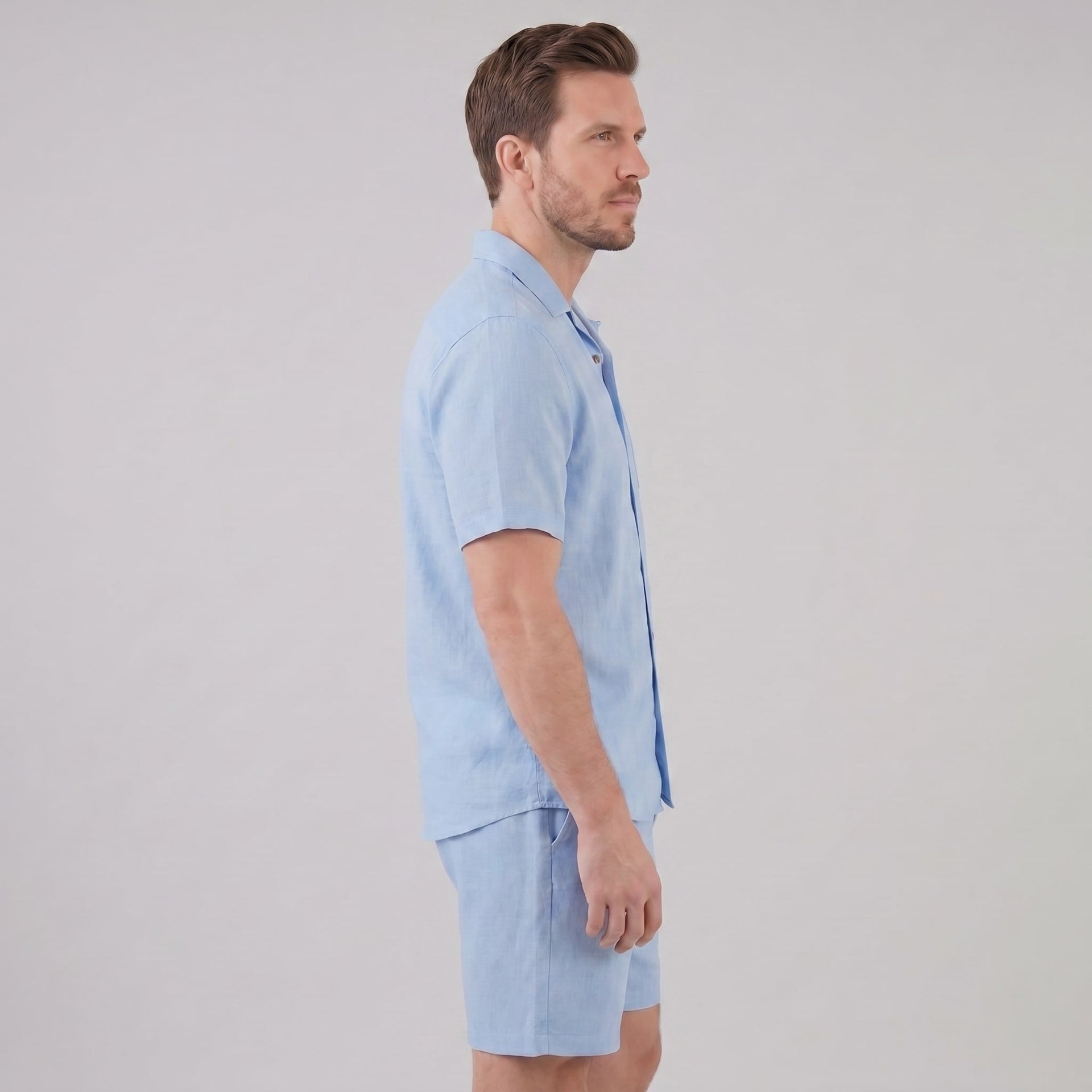Clayton Linen Camp Collar Shirt and Shorts Set
