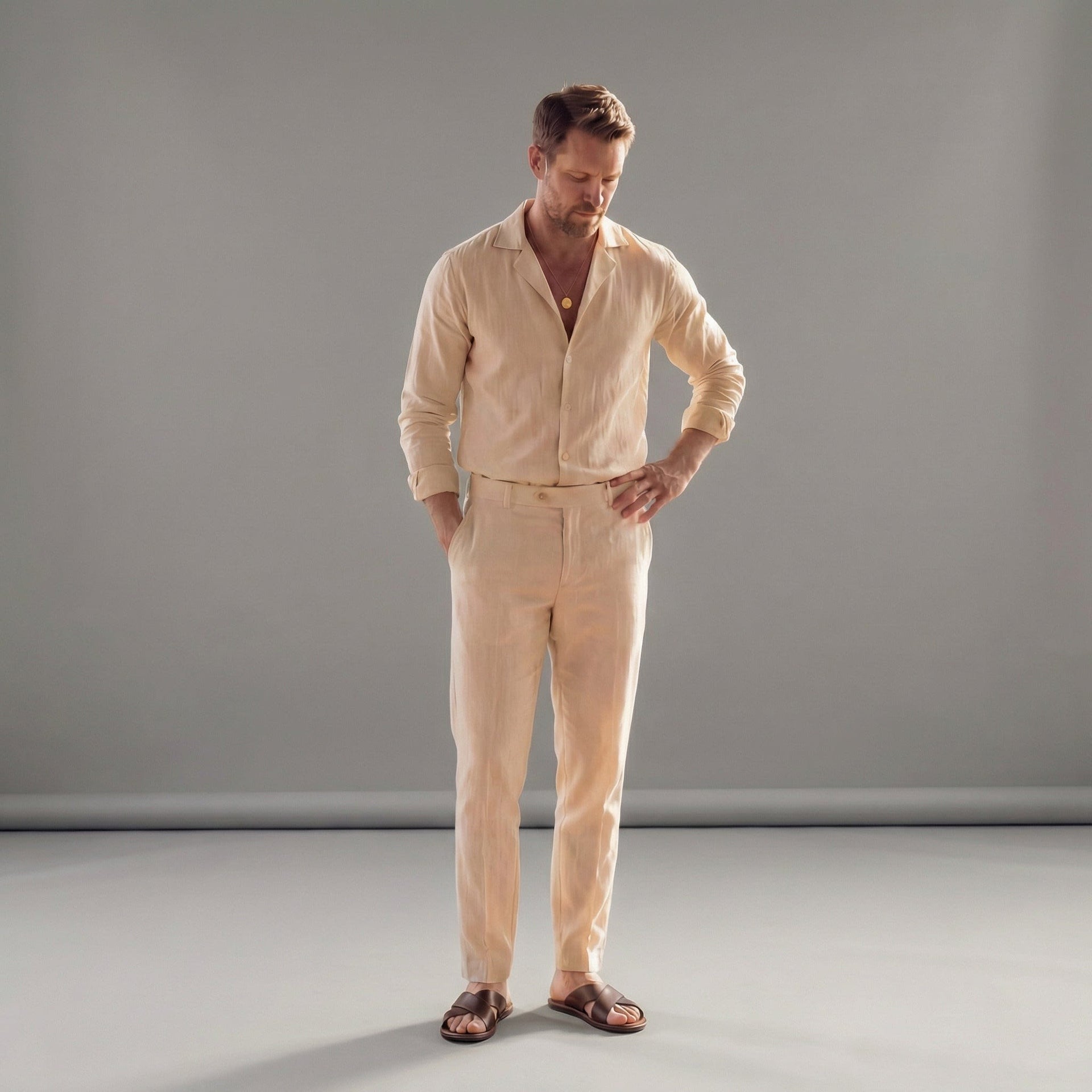Colby Relaxed Fit Linen Shirt and Pants Set