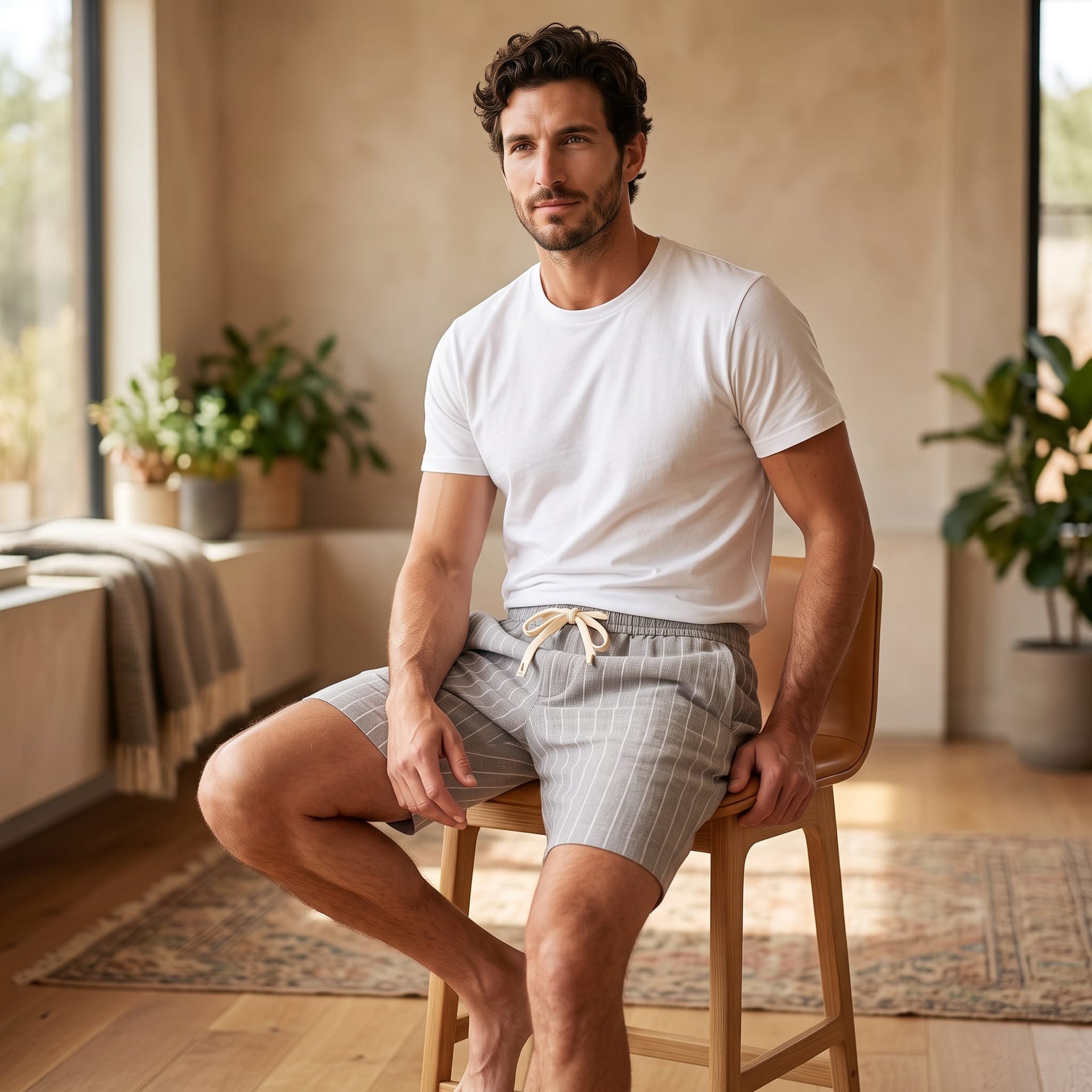 Fairbanks Linen Blend Pinstripe Shorts