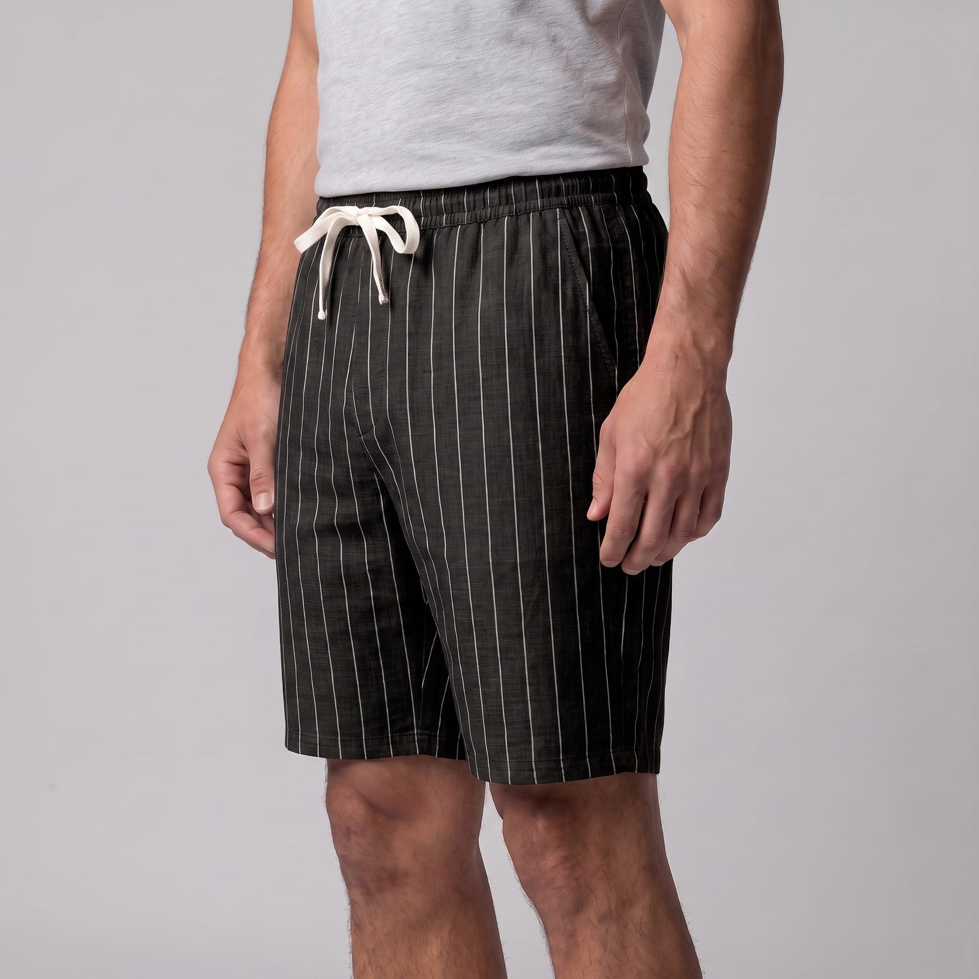 Fairbanks Linen Blend Pinstripe Shorts