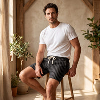 Fairbanks Linen Blend Pinstripe Shorts