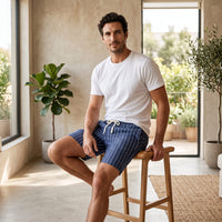 Fairbanks Linen Blend Pinstripe Shorts