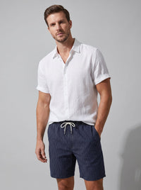 Colin Linen Shirt and Drawstring Shorts Set