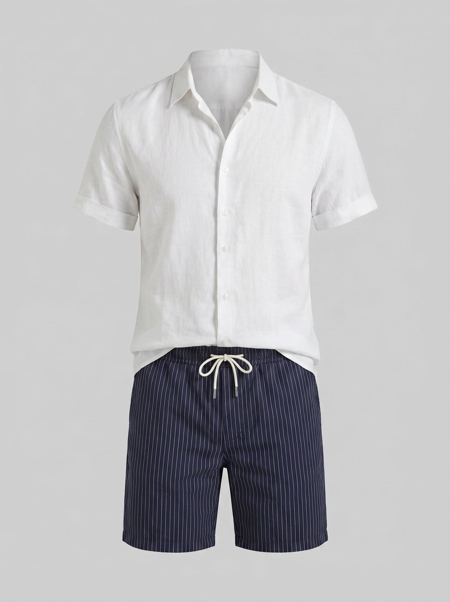 Colin Linen Shirt and Drawstring Shorts Set_5