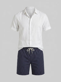 Colin Linen Shirt and Drawstring Shorts Set