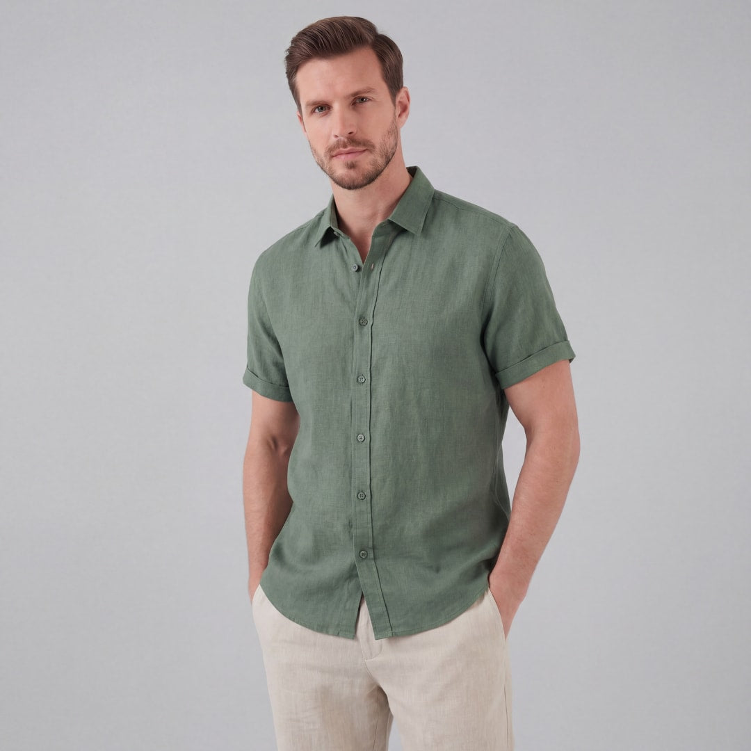 Keaton Linen Blend Short Sleeve Shirt_1