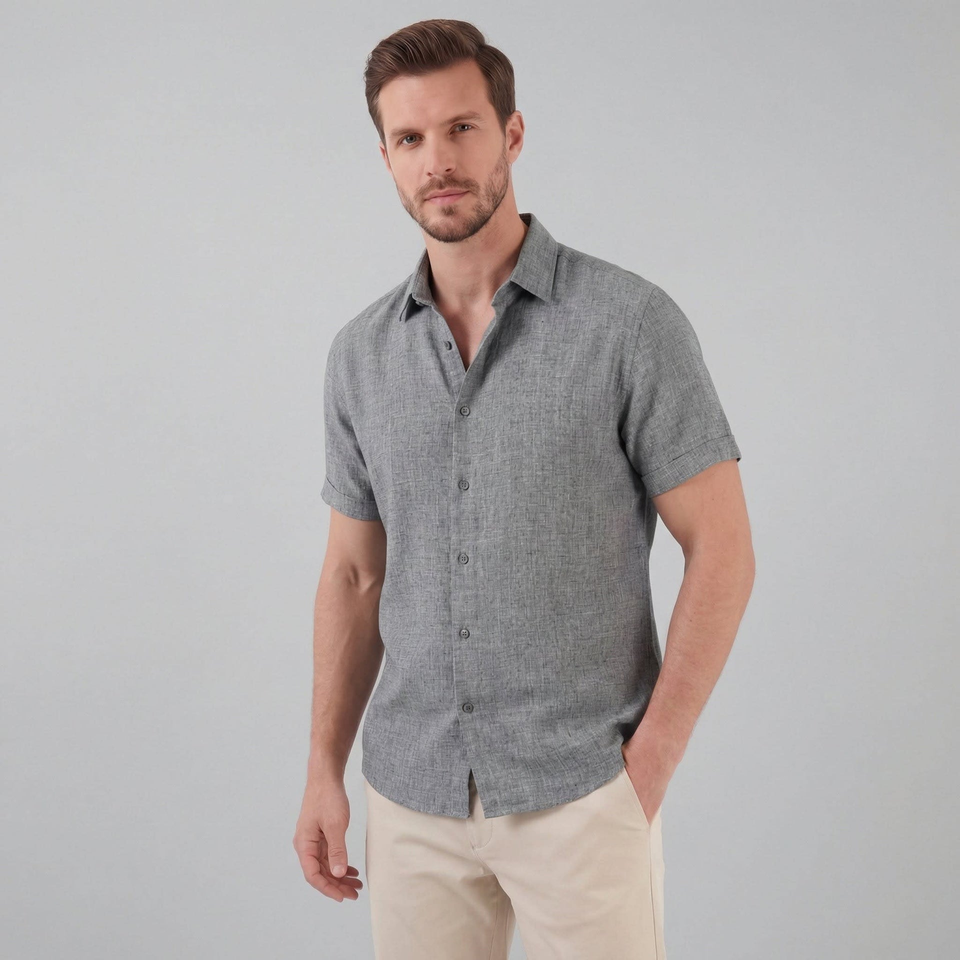 Keaton Linen Blend Short Sleeve Shirt