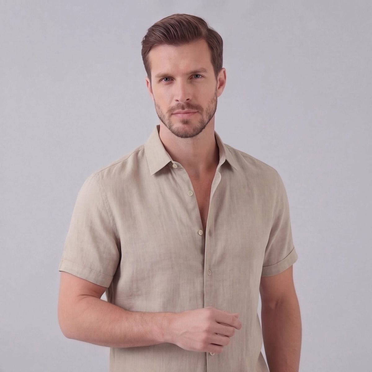 Keaton Linen Blend Short Sleeve Shirt