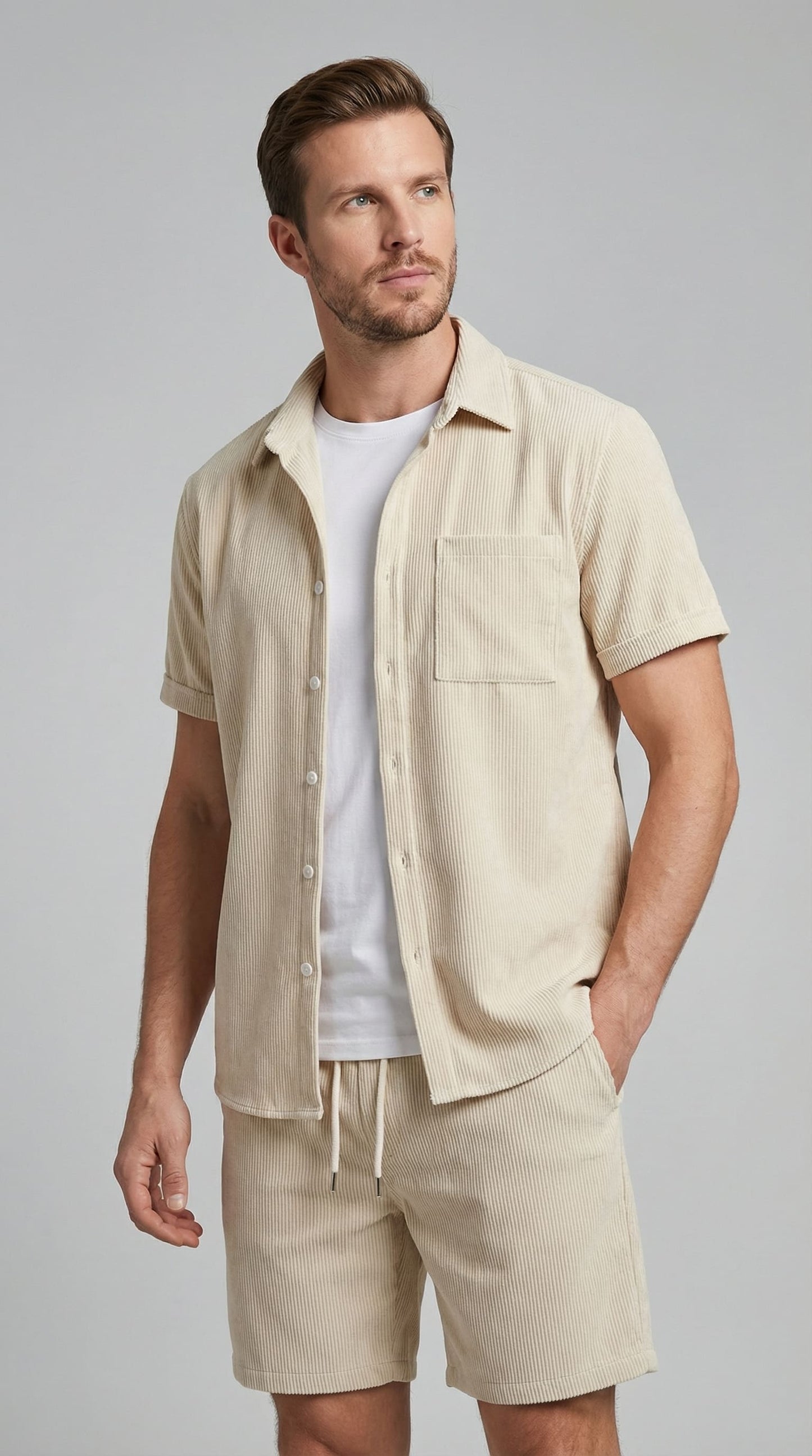 Colson Ribbed Texture Shirt and Shorts Set_1