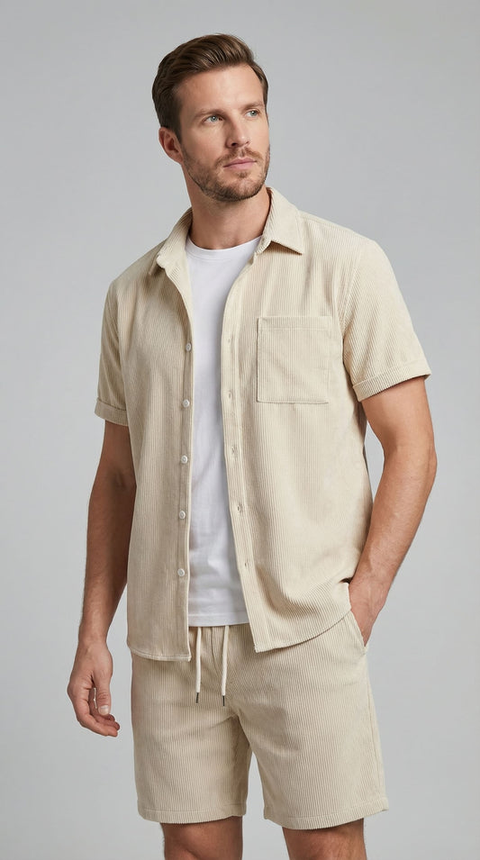 Colson Ribbed Texture Shirt and Shorts Set_1